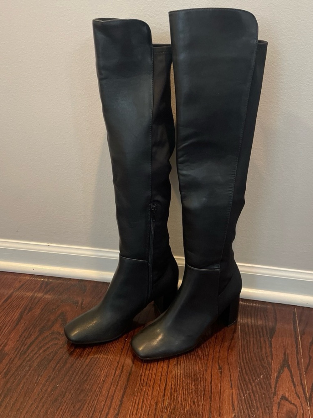 Rouge! Black Over-the-Knee Block Heel Boots